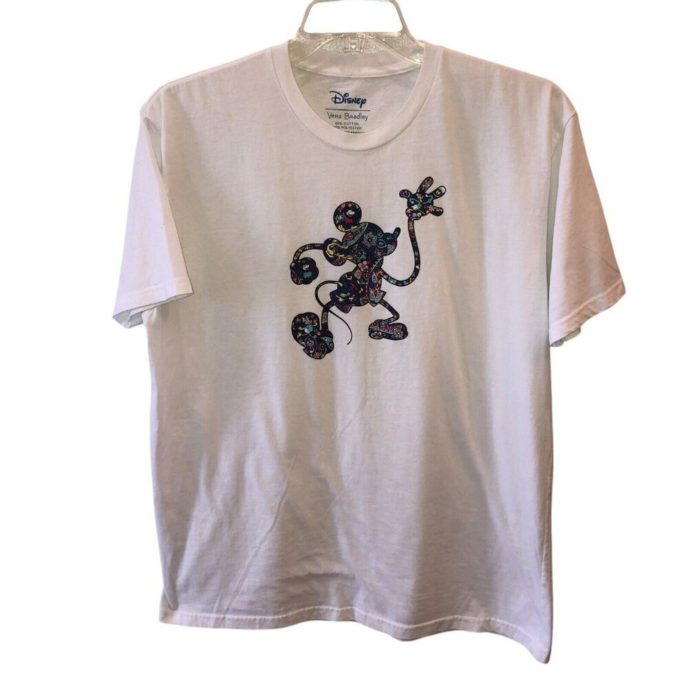Disney Vera Bradley Womens Size XL White Paisley Mickey Mouse T Shirt Tee Top